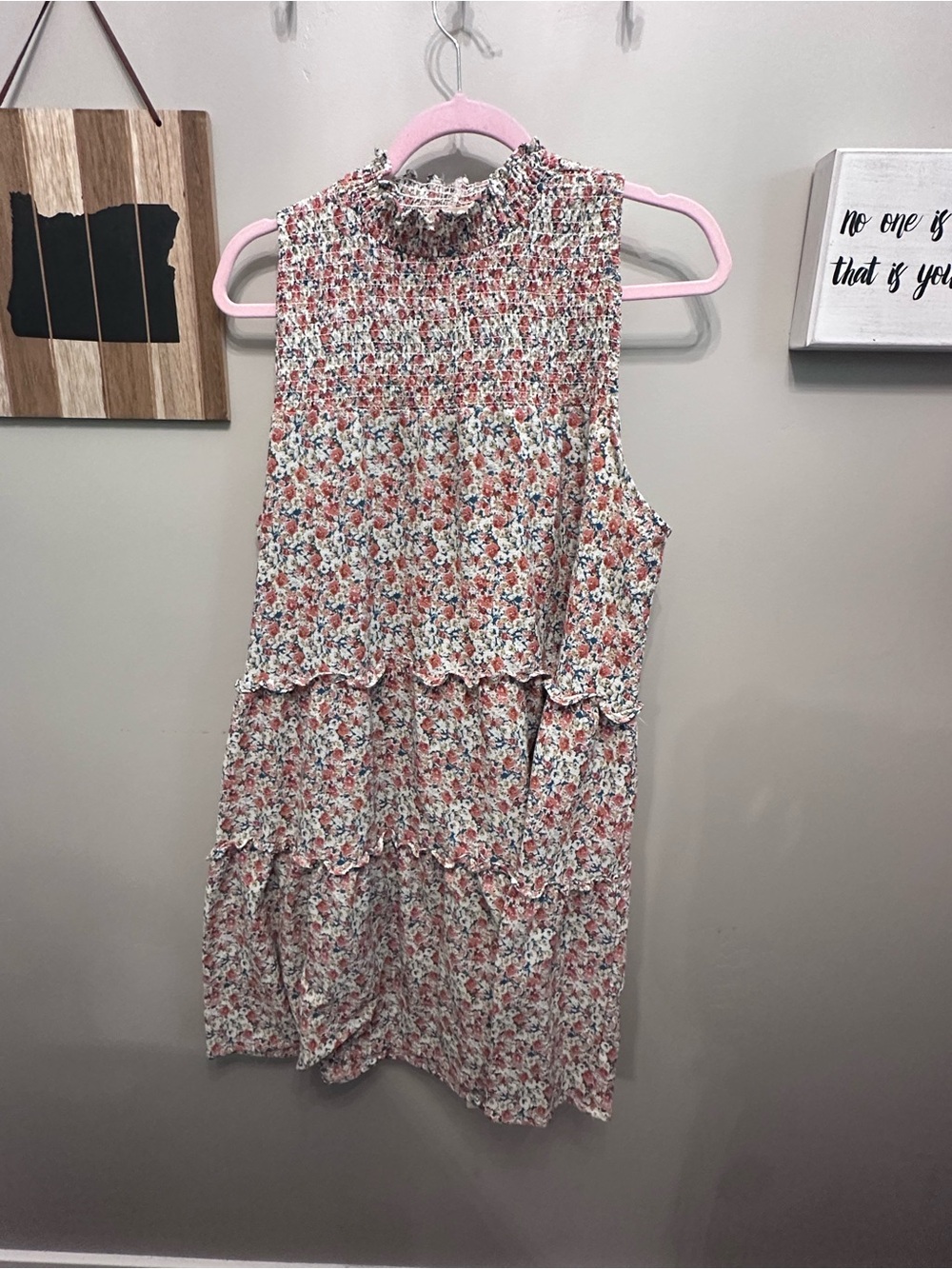 Liberty Love Pink Floral Smocked Tiered Mini Dress